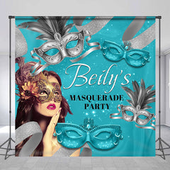 Lofaris Personalized Lake Blue Masquerade Party Backdrop