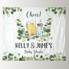 Lofaris Personalized Leaves Beer Bottle Baby Shower Backdrop