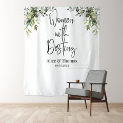 Lofaris Personalized Leaves Destiny Bridal Shower Backdrop