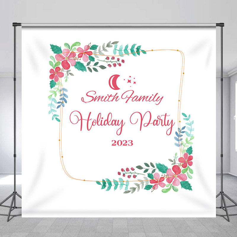 Lofaris Personalized Leaves Floral Boho Holiday Party Backdrop