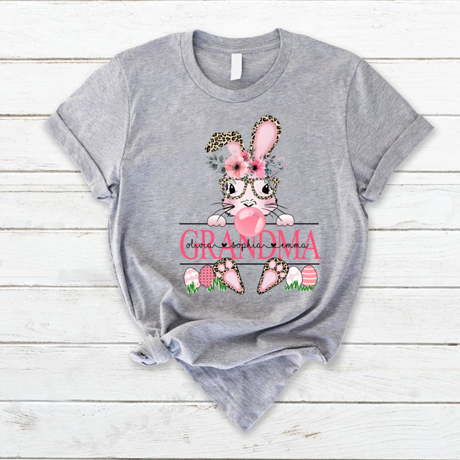 Lofaris Personalized Leopard Flower Easter Grandma T-Shirt