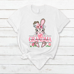 Lofaris Personalized Leopard Flower Easter Grandma T-Shirt