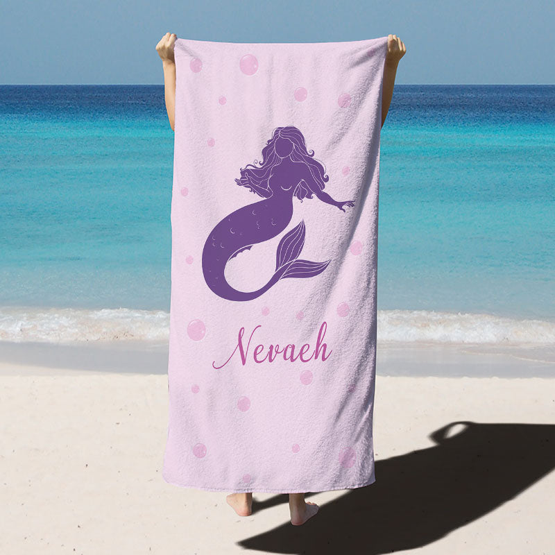 Lofaris Personalized Little Mermaid And Name Beach Blanket