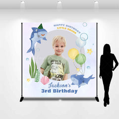 Lofaris Personalized Little Shark Marine 3rd Birthday Backdrop