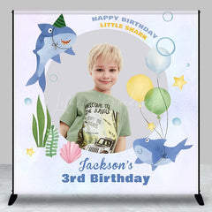 Lofaris Personalized Little Shark Marine 3rd Birthday Backdrop