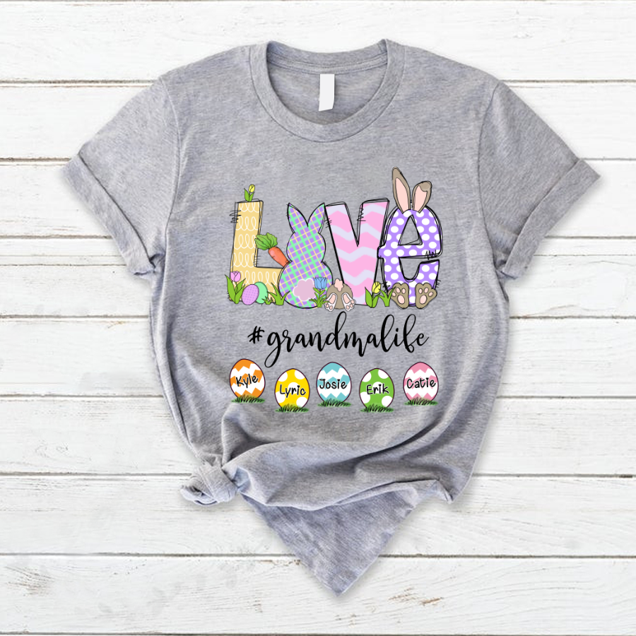 Lofaris Personalized Love Eggs Grandmalife Easter T-Shirt