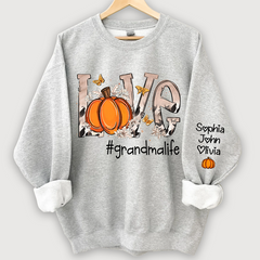 Lofaris Personalized Love Grandmalife Pumpkin And Grandkids Sweatshirt