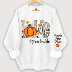 Lofaris Personalized Love Grandmalife Pumpkin And Grandkids Sweatshirt