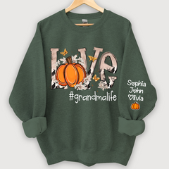 Lofaris Personalized Love Grandmalife Pumpkin And Grandkids Sweatshirt