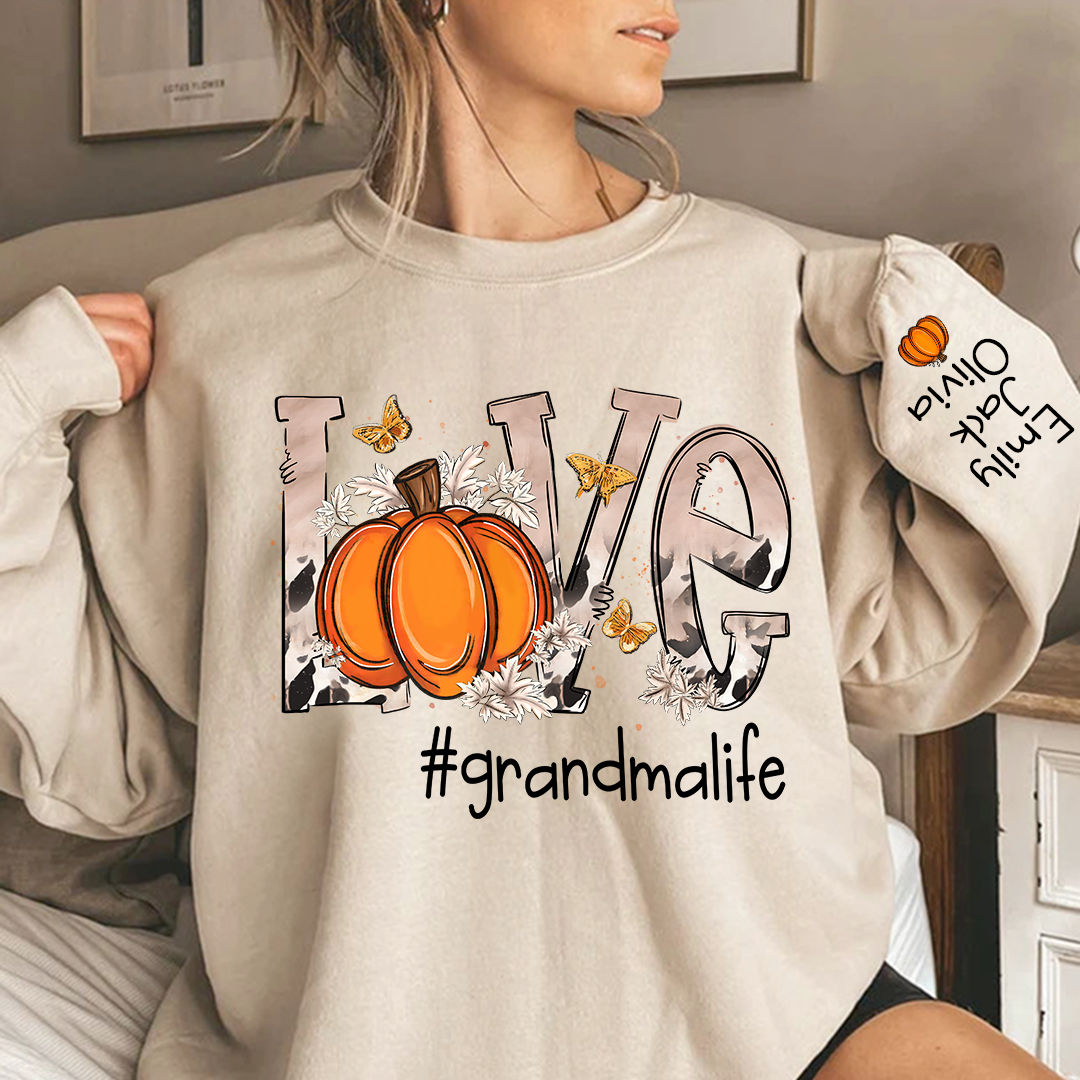 Lofaris Personalized Love Grandmalife Pumpkin And Grandkids Sweatshirt