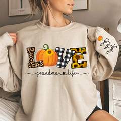 Lofaris Personalized Love Grandmalife Pumpkin Autumn And Grandkids Sweatshirt