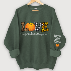 Lofaris Personalized Love Grandmalife Pumpkin Autumn And Grandkids Sweatshirt