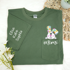 Lofaris Personalized Lovely Bunny Mimi Pocket Easter T-Shirt