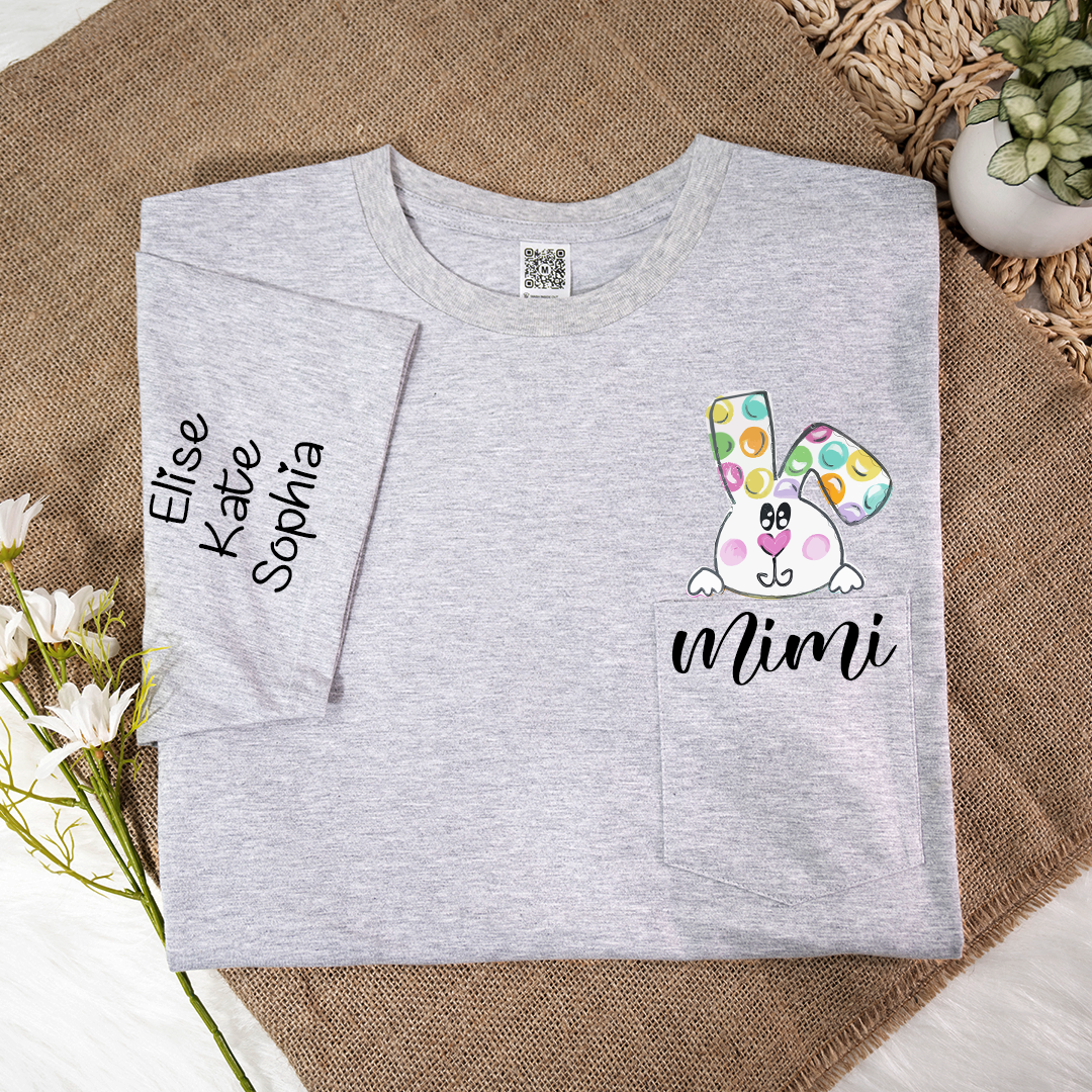 Lofaris Personalized Lovely Bunny Mimi Pocket Easter T-Shirt