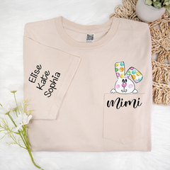 Lofaris Personalized Lovely Bunny Mimi Pocket Easter T-Shirt