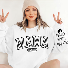 Lofaris Mama Sweatshirt With Personalized Child¡¯s Name Embossed On Sleeve Mother¡¯s Day Gift LTP01