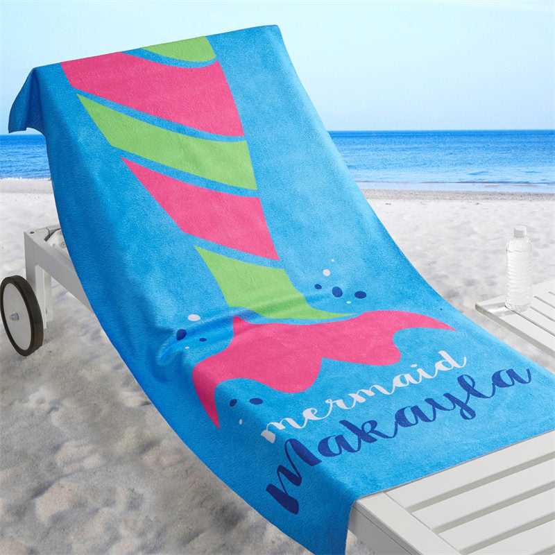 Lofaris Personalized Mermaid Life Blue Name Beach Towel