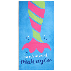 Lofaris Personalized Mermaid Life Blue Name Beach Towel