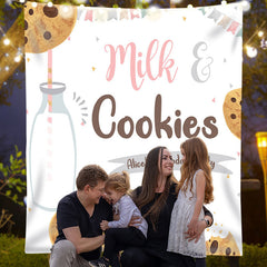 Lofaris Personalized Milk Cookies White Birthday Backdrop