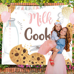 Lofaris Personalized Milk Cookies White Birthday Backdrop