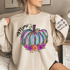 Lofaris Personalized Mimi Pumpkin Flower Color & Kids Autumn Grandma Gift TH Sweatshirt