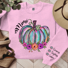 Lofaris Personalized Mimi Pumpkin Flower Color & Kids Autumn Grandma Gift TH Sweatshirt