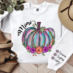 Lofaris Personalized Mimi Pumpkin Flower Color & Kids Autumn Grandma Gift TH Sweatshirt