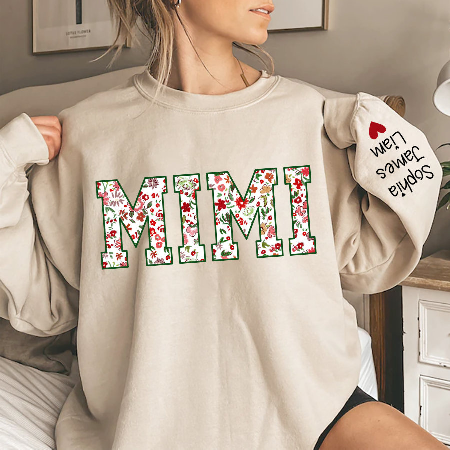 Lofaris Personalized Mimi Flower Pattern Gift Sweatshirt