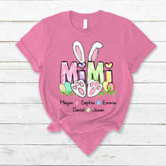 Lofaris Personalized Mimi Grandkids Bunny Easter T-Shirt