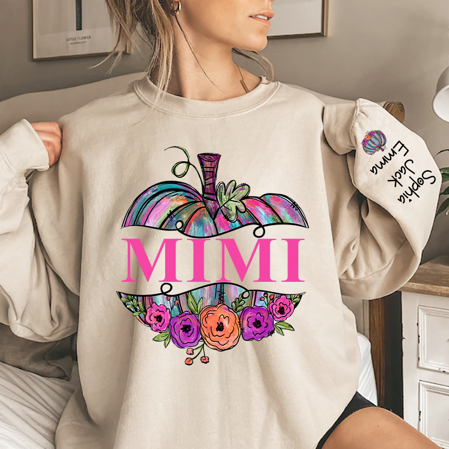 Lofaris Personalized Mimi Painted Pumpkin Autumn Sweatshirt