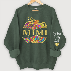 Lofaris Personalized Mimi Pumpkin Glitter Autumn Sweatshirt