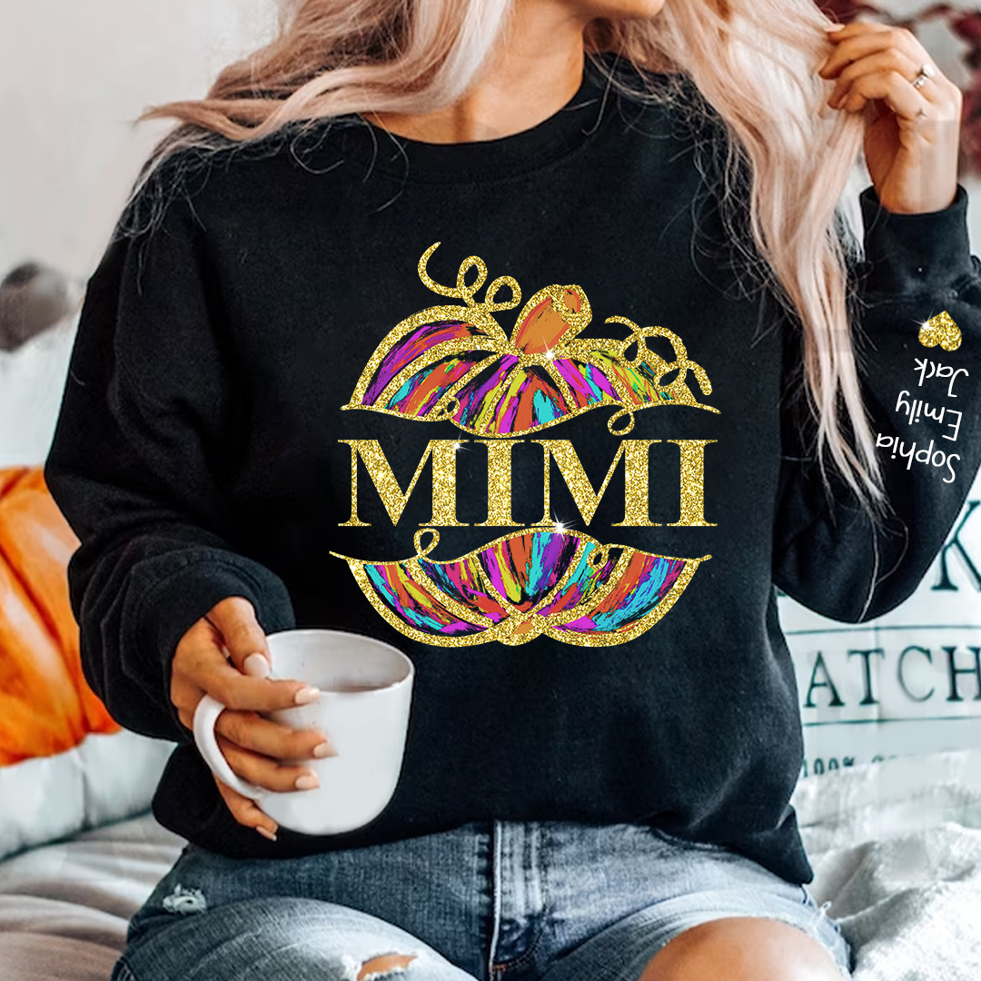 Lofaris Personalized Mimi Pumpkin Glitter Autumn Sweatshirt