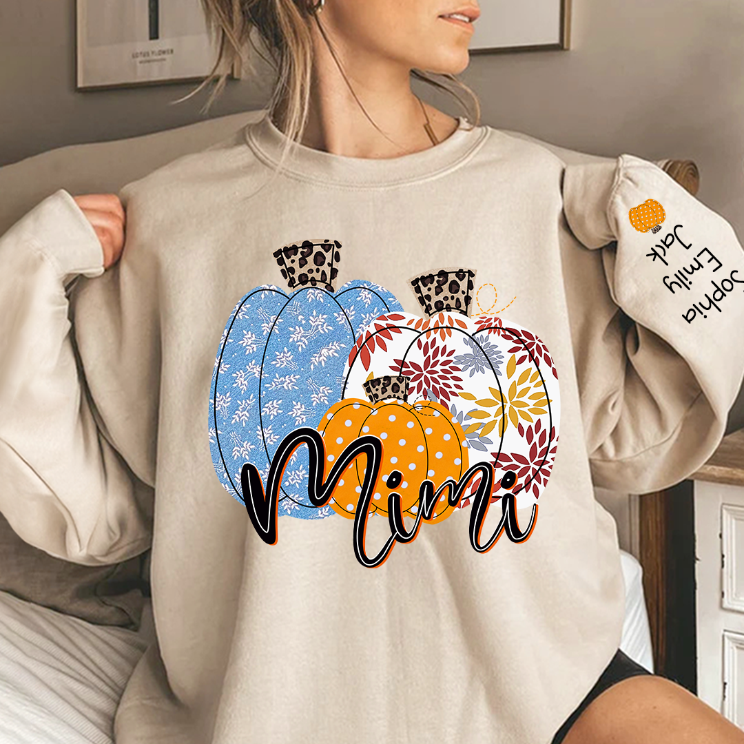 Lofaris Personalized Mimi Pumpkin Grandkids Autumn Sweatshirt