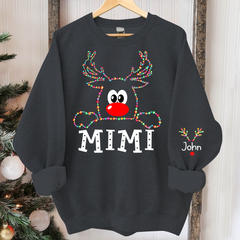 Lofaris Personalized Mimi Reindeer Light Christmas Sweatshirt