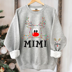 Lofaris Personalized Mimi Reindeer Light Christmas Sweatshirt