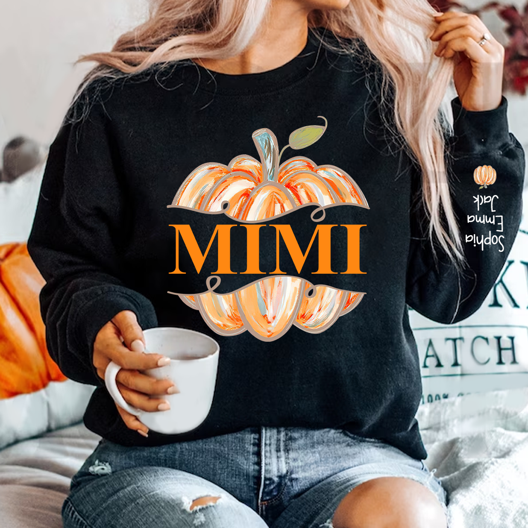 Lofaris Personalized Mimi Watercolor Pumpkin Sweatshirt