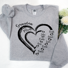 Lofaris Personalized Mom Grandma Heart And Grandkids Sweatshirt