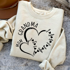 Lofaris Personalized Mom Grandma Hearts Love Sweatshirt