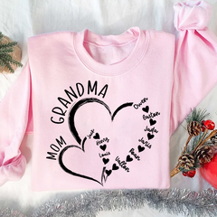 Lofaris Personalized Mom Grandma Hearts Love Sweatshirt