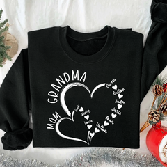 Lofaris Personalized Mom Grandma Hearts Love Sweatshirt