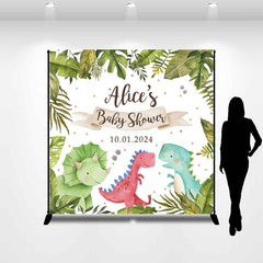 Lofaris Personalized Monsteras Dinosaurs Baby Shower Backdrop