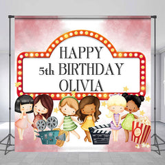 Lofaris Personalized Movie Night Birthday Party Backdrop