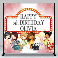 Lofaris Personalized Movie Night Birthday Party Backdrop