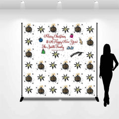 Lofaris Personalized Name Ball Dots Merry Christmas Backdrop