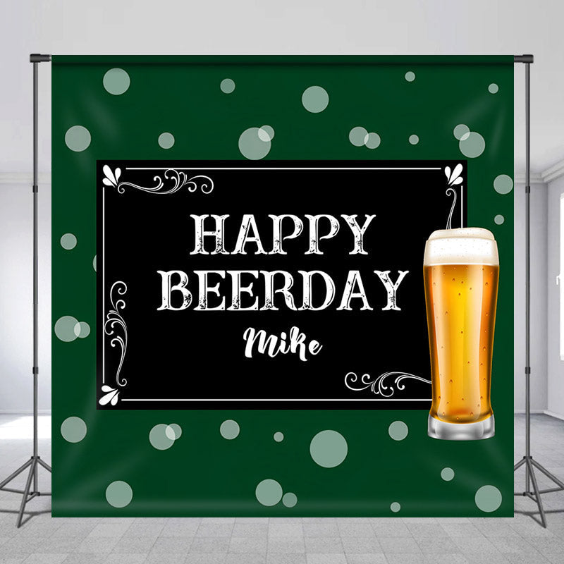 Lofaris Personalized Name Beer Green Bokeh Birthday Backdrop