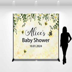 Lofaris Personalized Name Bees Yellow Baby Shower Backdrop