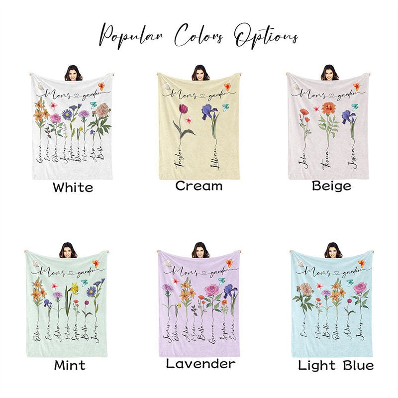 Personalized Gift Ideas For Mom - Mom/Grandma's Garden Birth Month Flower  Blanket