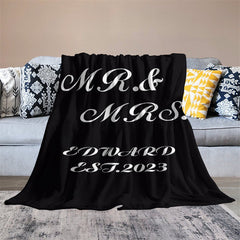 Lofaris Personalized Name Black Text Simple Snuggly Blanket