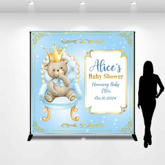 Lofaris Personalized Name Blue Bear Baby Shower Backdrop