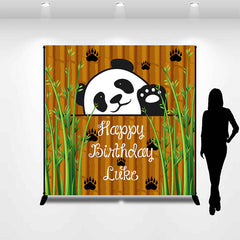 Lofaris Personalized Name Cute Panda Bamboos Birthday Backdrop
